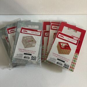 18 Treat Boxes Holiday Time 4.5X4.5x3 Merry Christmas Red Plaid Silver Snowflake